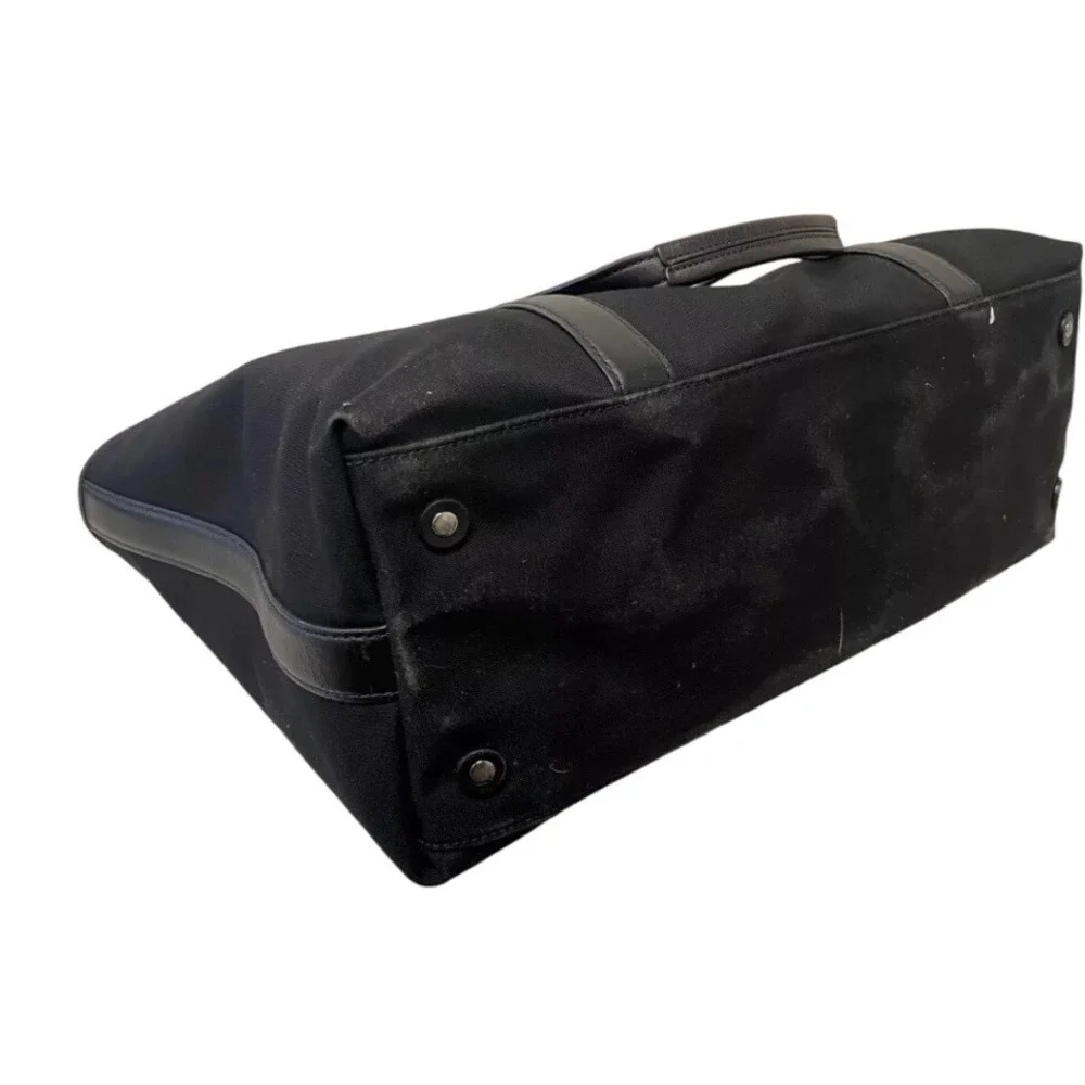 Coach Black Nylon Leather Trim Tote Bag Classic Style Zipper‎ Top